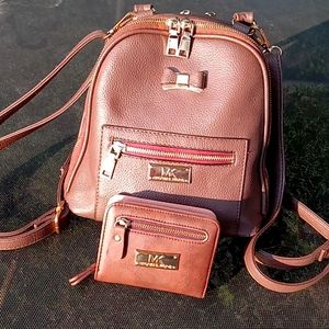 Michael Kors Leather Backpack/Purse & Wallet